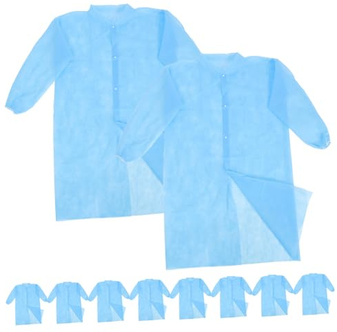 Veemoon 10pcs Disposable Lab Coats Breathable Non-Woven Protective Suits for Men and Women Lightweight and Durable for Laboratory and Workplace Use