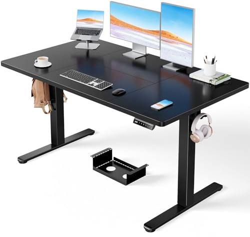 ErGear Electric Standing Desk-140 x 80 cm-100kg Load Capacity Height Adjustable Desk with Advanced Brushless Motor,Quiet Operation, Sturdy Metal Frame,Four-part Tabletop