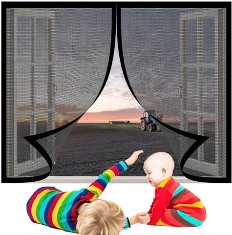 Mosquitera Ventana Magnetica 130 x 130 cm sin Taladrar Personalizable Cortina Contra Mosquitos Magnético Cierre Automático para Todo Tipo de Ventanas, Negro