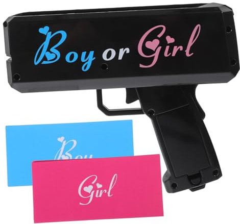 LIFKOME Spara Soldi per Gender Reveal, Tris Gioco Gender Reveal, Sparatutto in Denaro, in Plastica e Carta, Leggero e Realistico per Festa