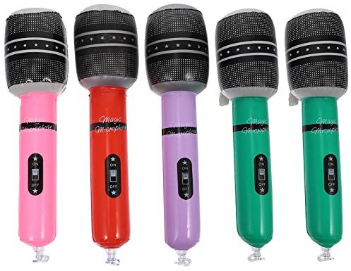 FRCOLOR Microphone Gonflable pour Garçon et Filles 5Pcs Accessoire de Fête Jouet de Performance PVC Sûr Événements Musicales Réutilisable