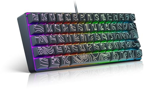 XUMIUZIY Clavier de Jeu Filaire, RVB Backlit 61 Keys Mini Clavier, Pas de Conflit de clé, Rollover N Key, de Membrane de Sensation Mécanique pour Ordinateur Portable PC