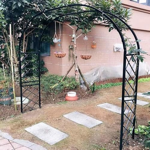 Arche de jardin en fer forgé pour rosiers grimpants 310 cm x 250 cm, arche de mariage classique en métal noir treillage pour décoration de jardin et pergola élégante
