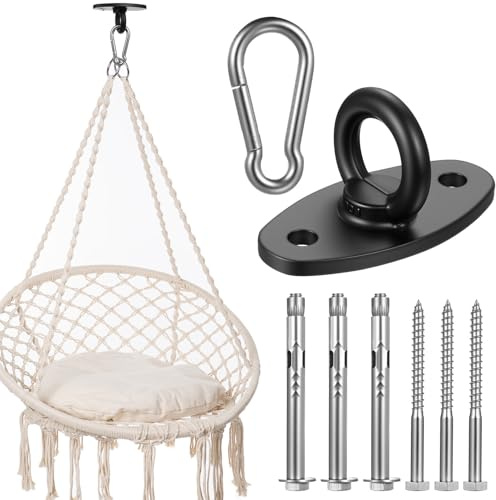 1 set ögla i rostfritt stål, takkrok för tung last, ögla för surrning, takförankring, väggöglor, gungkrok för träbjälkar, hängstol, yogakrok, tunglastkrok, boxningssäck, takfäste, upp till 500 kg
