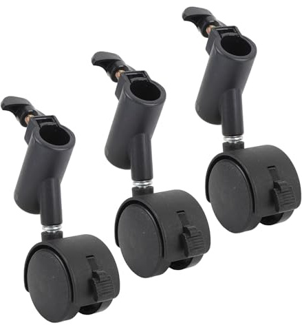 BRRNOO Carrello per Treppiede, Supporto per Luce Supporto Fotografico con Ruote con Freno 16MM Rotazione a 360° Silenzioso Rotelle Girevoli per Treppiede Facili da Installare 3 Pezzi Ruote per per