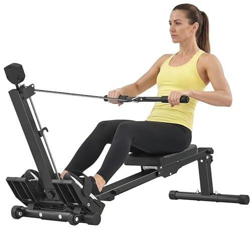 SPORTNOW Rudergerät für Zuhause Leise mit Seilsystem LCD-Display Sitzkissen | Laufruhe, Rutschfeste Rowing Machine, Rudermaschine Belastbar bis 150kg, Heimrudergerät für Heimfitness