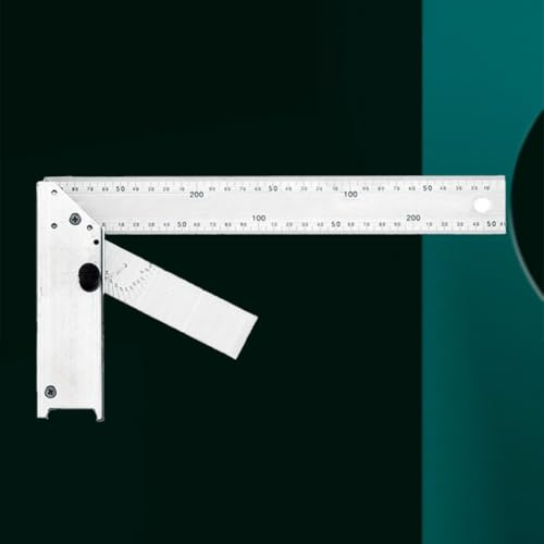 Aluminium Alloy Multi-Function Corner Ruler CJ-5030, 90 Degree Angle Measuring Tool for Construction Woodworking, Precise Scale Layout Gauge, Silver(12inch/300mm)
