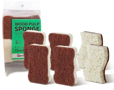 JYXNU 6 Piezas Esponja de Cocina Natural de Sisal Estropajo Cocina de Doble Cara Esponja para Lavar Platos Lavable y Ecológica para Menaje y Encimeras, Marrón Oscuro