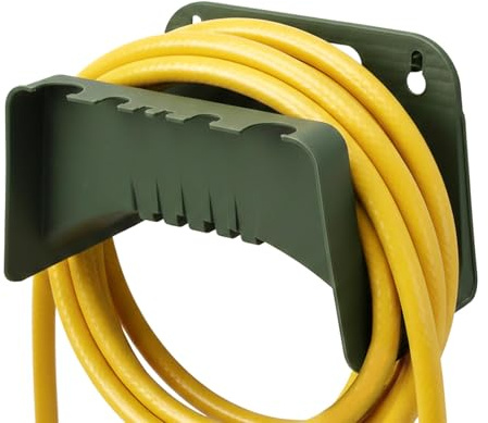 GEEZY Wall Mounted Garden Hose Holder - Green Plastic Outdoor Pipe Hanger - Weather Resistant Space Saving Storage Tidy Bracket for Hosepipe