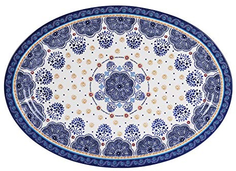 Bico Blue Talavera Ceramic 16 inch Oval Platter, Microwave & Dishwasher Safe