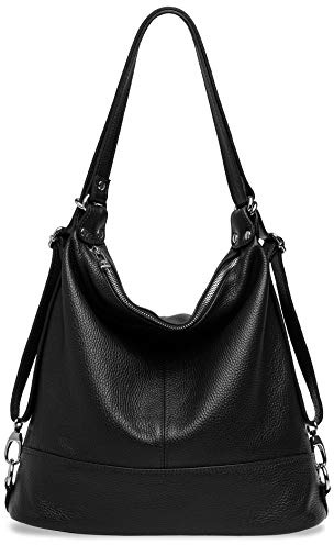 Caspar 2 in 1 Schultertasche Rucksack aus Leder Damen Tasche - PREMIUM LINE - Modell No.796 - Made in Italy