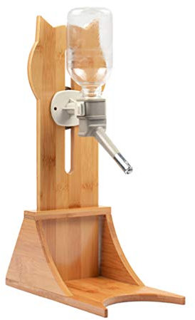 iplusmile Pet Solid Wood Drinking Fountain Holder Dog Water Dispenser Rack for Indoor Use Creative Hanging Fountain Stand for Pet Supplies