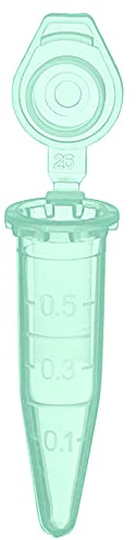 MUHWA Lot de 1000 microtubes à centrifuger gradués en polypropylène avec capuchon à clipser Vert Contenance de 0,5 ml