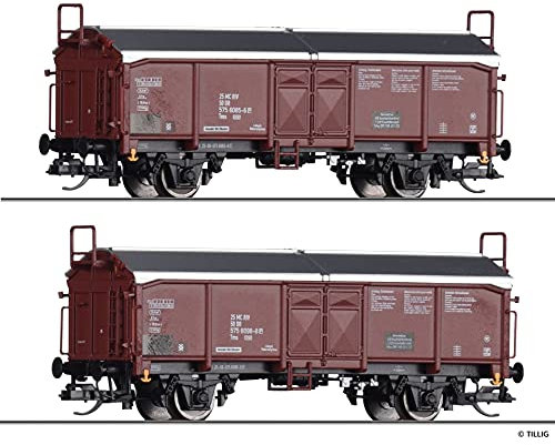 01033 Güterwagen-Set der DR mit 2 Schiebedachwagen Tms 5756, DR, Ep. IV