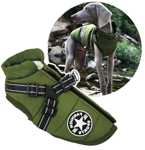 2-in-1-Hunde-Wintermantel mit Geschirr für große Hunde, Outdoor, warme Hundejacke, kaltes Wetter, gepolsterte Hundeweste, Kleidung für Katzen, Welpen, große Hunde