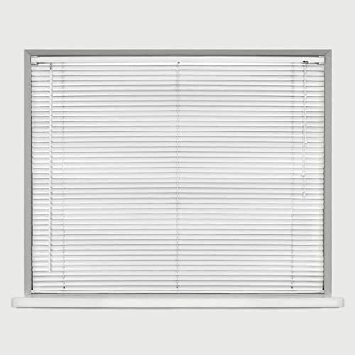 My Home Store PVC Window Venetian Blind Trimmable Easy Fit Windows Treatment Shutters Twist Open Close Fittings Blinds For Office Kitchen Home (60cm width x 150cm drop, White PVC Blind)