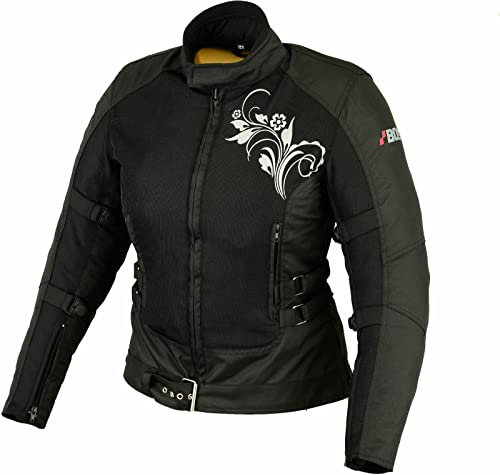 BOSmoto Motorradjacke Damen |Leichte, Atmungsaktive Sommer Mesh Motorcycle Stadt Textiljacke Frauen mit CE Schulter Ellbogen, Rückenprotektoren, Breitenverstellung