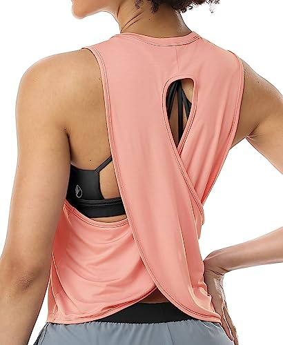 icyzone Damen Sport Tank Tops Cross Back Yoga Shirt Gym Training Locker Shirt Fitness Oberteile