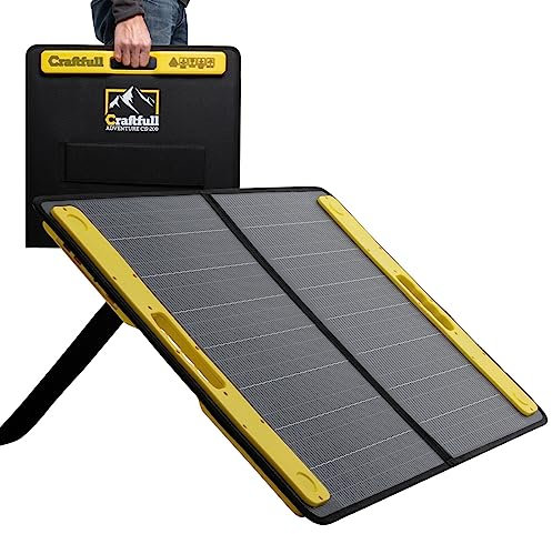 Craftfull Solarpanel faltbar 60w 100w 200w 300w - Solartasche Outdoor - Solarmodul für tragbare Powerstation - Balkonkraftwerk - Solaranlage mit 3 x USB Anschluss - Camping Solargenerator (60 Watt)