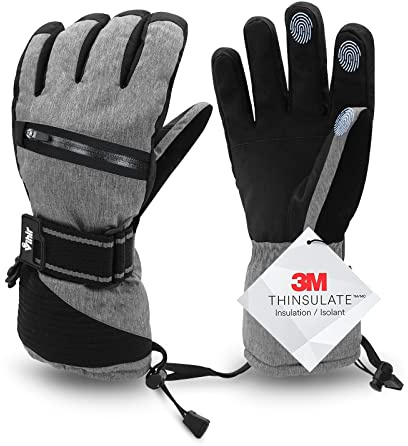 Vihir Guantes de Esquí, Guantes de Invierno Impermeable para Hombre y Mujer, Guantes de Pantalla Táctil Antideslizantes, Guantes Calientes para Snowboard Invierno Bicicleta Correr al Aire Libre