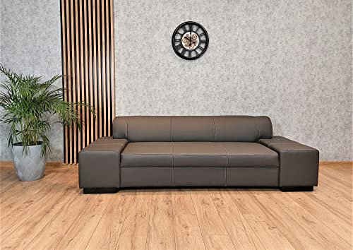 Quattro Meble Dunkelgraues 3 er Sofa London 238 cm Ledersofa Echt Leder Couch viele Farben