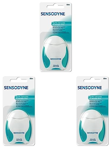 Sensodyne Zahnseide extra sanft, mit Minzgeschmack und Fluorid, 1x50m (Packung mit 3)