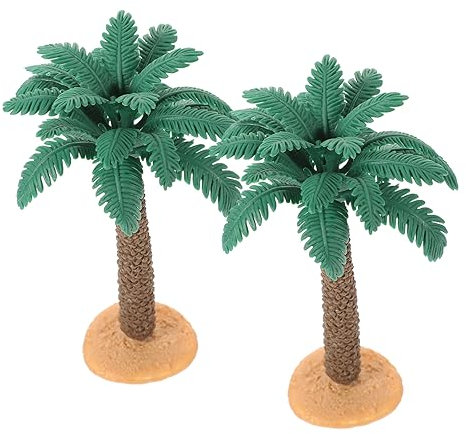 Warmhm 2stücke Miniatur Palmenbaum Modell Realistische Kunststoff-landschaftsdeko Geeignet Für Sandtisch DIY Fein Verarbeitet Detailgetreu Mit Stabilem PVC-sockel Für Mikrolandschaften Un