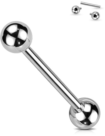Jewseen G23 Titan bröstvårtsringar intern tråd bröstvårta skivstång 14 g tungpiercing smycken brostänger för kvinnor, Pair 12mm, Titan