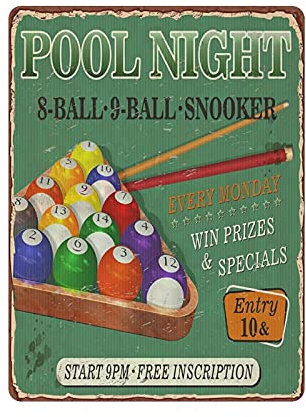 Billard Pool Nacht Zinn Zeichen Metall Plakette Kunst Hängende Eisen Malerei Retro Home Küche Garten Garage Wand Dekor 16 x 12