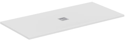 Ideal Standard - Ultra Flat S+, Plato de ducha rectangular ultrafino de resina efecto piedra, 170 x 80 cm, Ideal Solid, desagüe central, blanco