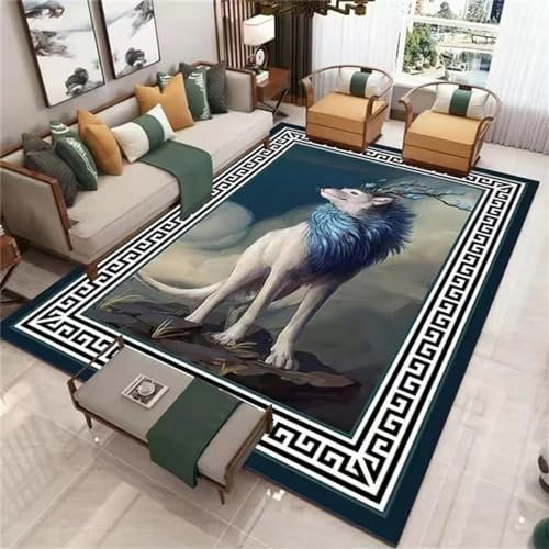 Kind Teppich 80 X 160 cm, Schlafzimmer Teppich, 3D Teppiche Wohnzimmer Teppiche Weich rutschfest Teppich Für Wohnzimmer Schlafzimmer Bettvorleger Tier Elch -2R0N6Q8P6C4E9