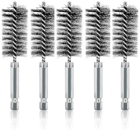 5Pcs 1 Stainless Steel Wire Bore Brush for Drill ,25mm Wire Cleaning Brush