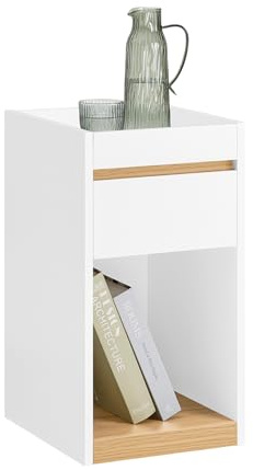 SoBuy schmaler Nachttisch für Boxspringbett 30x55x35cm | Beistelltisch, Sofa- und Telefontisch für Schlafzimmer, Wohnzimmer Weiß FBT137-W