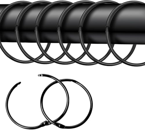 20 Stücke Metall Vorhänge Vorhangringe Hängend Ringe ，50mm Innendurchmesser für Fenstervorhang Bettvorhang Duschvorhang(Schwarz)