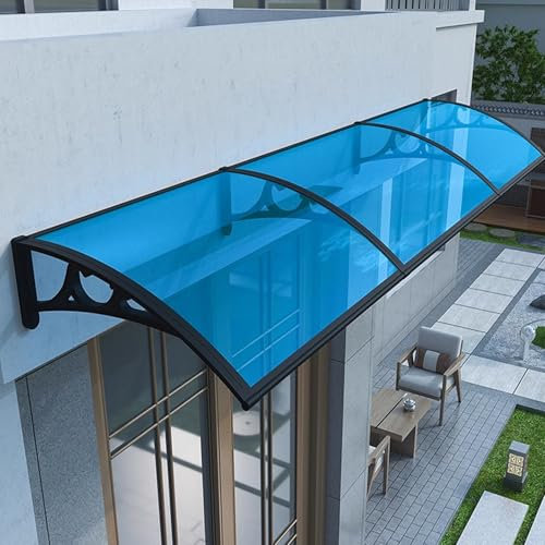 Blaue Vordach Haustür,Vordach Haustürvordach,Vordach für Eingangstür,UV-Schutz Pultvordach 60/80/100/120/150 cm Breite Optional,für Garage Balkon Fenster Haus,Größe 152 (100x150cm/39x59)