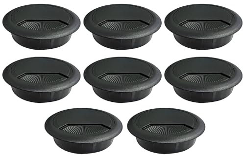 Highdecora Desk Grommet, Cable Wire Grommet, Computer Desk Wire Hole Cover, Wire Organiser Set of 8 (Black, 80mm)