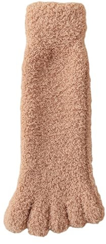 Watreketal Chaussettes,Chaussettes à bout en peluche pour femmes couleur unie chaudes douces en molleton de corail à cinq doigts pour dormir à la maison pantoufles thermiques