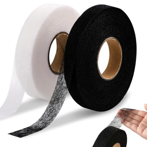 ruitao 2 Pack Hemming Tape 73 Metres(80 Yards) I Extra Strong I Ironing Tape for Ironing I Ironing Adhesive Curtains Hardine Better Than Sewing Hemmed Fleece I black & white