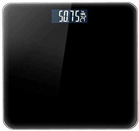 HOUDISAM Échelle de Salle de Bains du Corps numérique, Grande Affichage du rétroéclairage à écran LCD, mesures de Haute précision, Verre trempé, 400 Livres(Black)