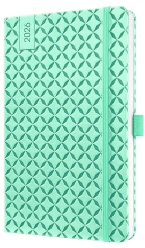 SIGEL J6127 Wochenkalender 2026 A5 mintgrün, Hardcover, Gummiband, Stiftschlaufe, Einstecktasche, 174 Seiten, vegan, Buchkalender, Terminplaner Taschenkalender Jolie