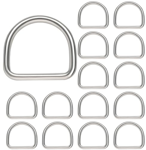 loghohu 15 Stück D Ring, D Ringe 25mm, Edelstahl D Ring Mehrzweck-D Ringe aus Metall halbrund für Hardware, Taschen, Ringe, Handarbeiten, Zubehör, 22mm x 25mm