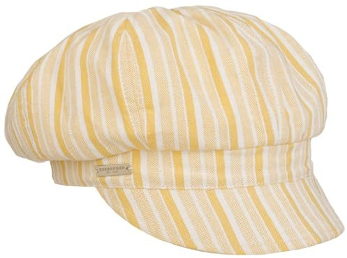 Seeberger Fresh Stripes Ballonmütze Schirmmütze Schildmütze Baumwollcap Baker-Boy-Mütze Damen - mit Schirm, Futter Frühling-Sommer Sommer - One Size gelb