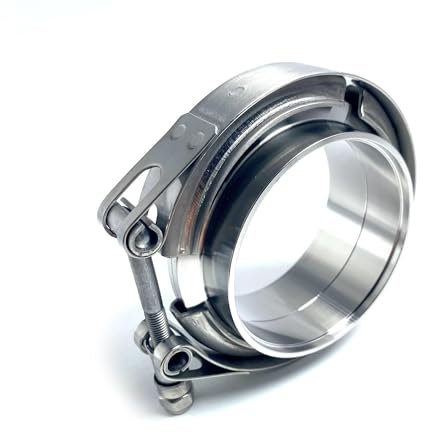 DKPMWD Auto Auspuff Endrohr 3 Zoll 76mm V-Band Klemme Flansch Kit Turbo Fallrohr Wastegate V-Band Turbo Auspuff Rohre Auto Zubehör Endrohr Endstuck(3.5 Inch)
