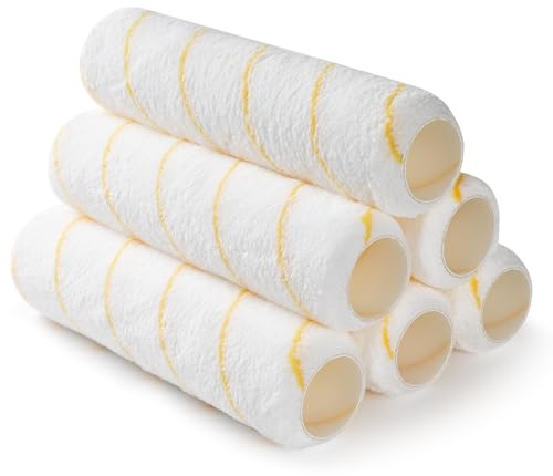 YiBaiBrush Paint Roller Covers, 6 Pack, 9 Inch Microfiber Paint Roller, 3/8 Nap Covers for Paint Roller Frame, Rollers for Painting, Paint Supplies for Painting Walls