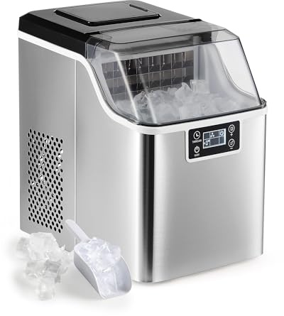 WILPREP Countertop Ice Machines for Home, Ice Maker Machine with 22 kg Daily Yield, Self-Cleaning Ice Cube Maker with Control Panel Ice Scoop & Ice Basket, Portable Ice Maker for Office Bar Restaurant