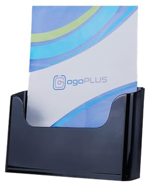 ogoPLUS 2 Stück DIN A4 Prospekthalter Hochformat Schwarz – Prospektständer aus Polystyrol – Tischaufsteller & Wandhalterung – Infoständer Flyerhalter Werbeaufsteller Broschürenhalter für Büro