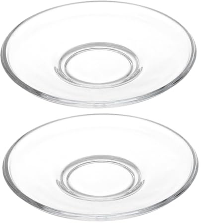BESTYASH 2 Stück Transparente Glasuntersetzer Runde Teetassenuntertassen für Snacks Appetizer und Desserts Glasplatten für