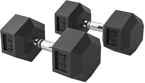 HOMCOM 4-20 Kg Hexagon Hanteln 2er Set mit Gerändeltem Griff Kurzhanteln | Kurzhantelset aus Gusseisen, für Männer Frauen, Zuhause, Fitnessstudio, Krafttraining