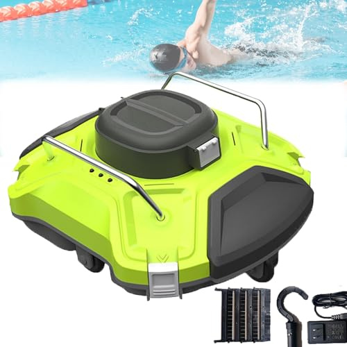 Feiphla Robot limpiafondos inalámbrico, 100 min de autonomía, limpiafondos automático, autoestacionamiento, 5000 mAh, para Piscinas elevadas y enterradas de hasta 93 m²