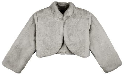 Lifup Chaqueta de Piel Sintética Corta para Niñas Chaquetilla de Bolero Tippet Cálido Invierno Capa Boda Cárdigan Chal con Manga Larga Gris 11-14 años